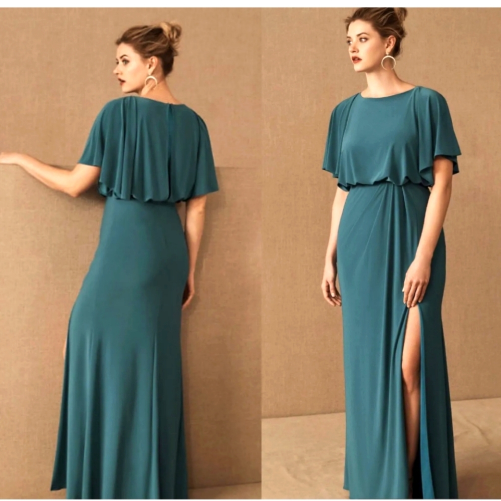 BHLDN Lena Flutter Sleeve Jersey Gown Dress Size 2